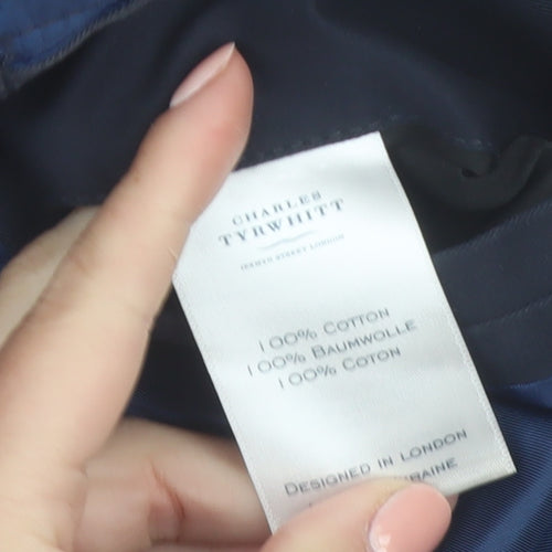 Charles Tyrwhitt Men's Blue 44R Cotton Lined Mid-Length Coat