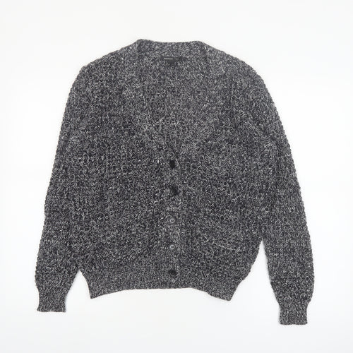 Mango Women's Grey Chunky Knit V-Neck Cardigan Size 8