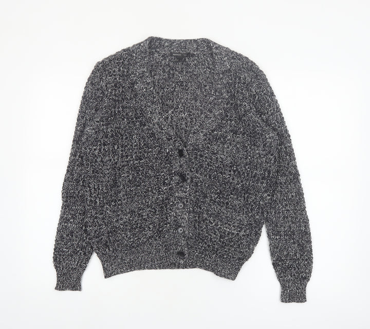 Mango Women's Grey Chunky Knit V-Neck Cardigan Size 8