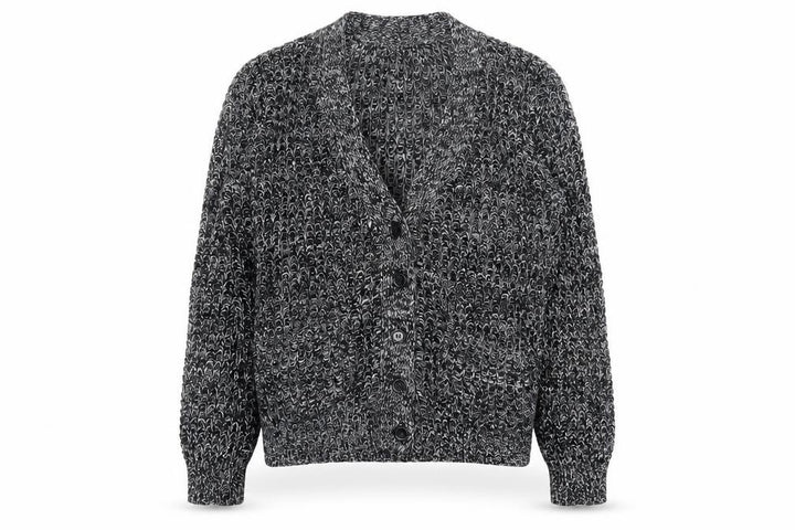 Mango Women's Grey Chunky Knit V-Neck Cardigan Size 8