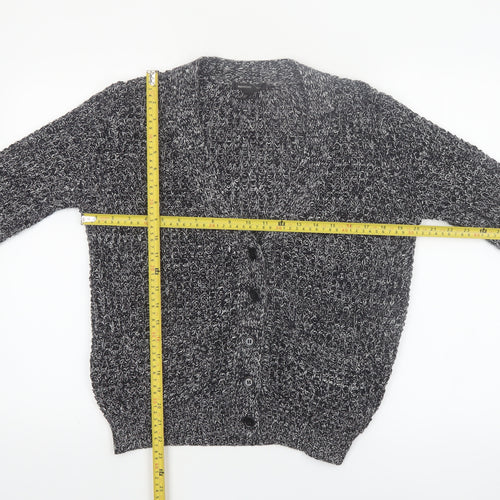 Mango Women's Grey Chunky Knit V-Neck Cardigan Size 8