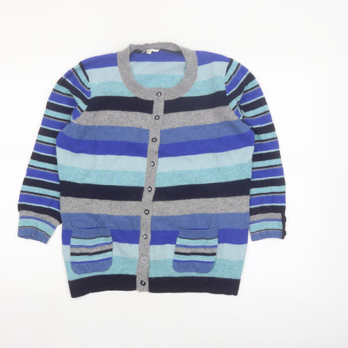 CC Women’s Multicoloured Striped Wool Angora Cardigan Size L