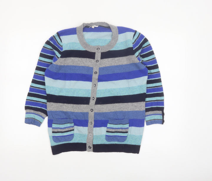 CC Women’s Multicoloured Striped Wool Angora Cardigan Size L