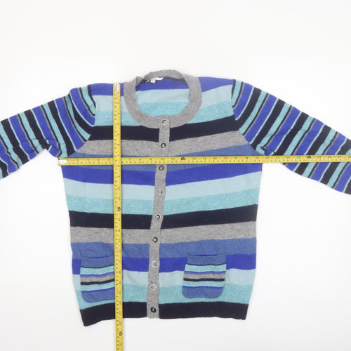 CC Women’s Multicoloured Striped Wool Angora Cardigan Size L