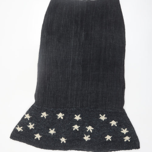 Amano Women Black Wool Midi Trumpet Knit Skirt M Bohemian Style