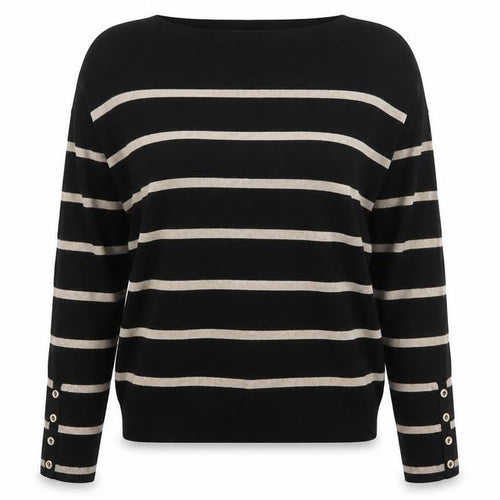 Wallis Womens Black Striped Boat Neck Pullover Jumper Size 12