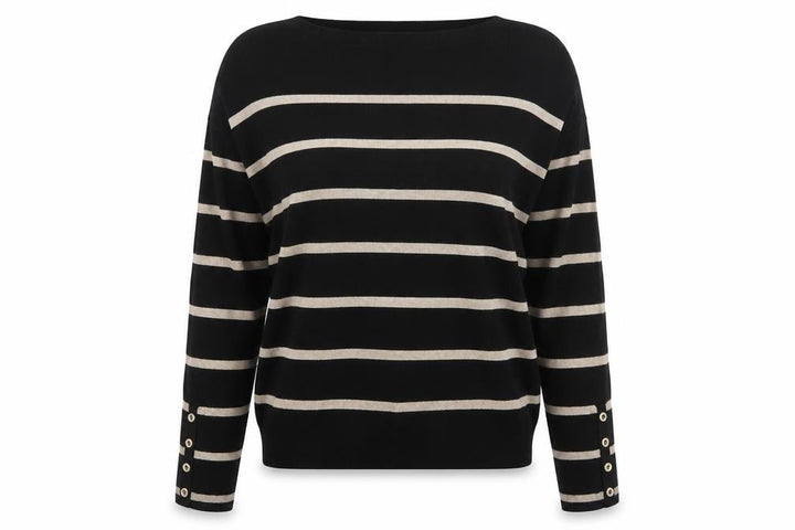 Wallis Womens Black Striped Boat Neck Pullover Jumper Size 12