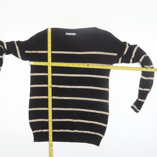 Wallis Womens Black Striped Boat Neck Pullover Jumper Size 12