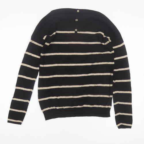 Wallis Womens Black Striped Boat Neck Pullover Jumper Size 12