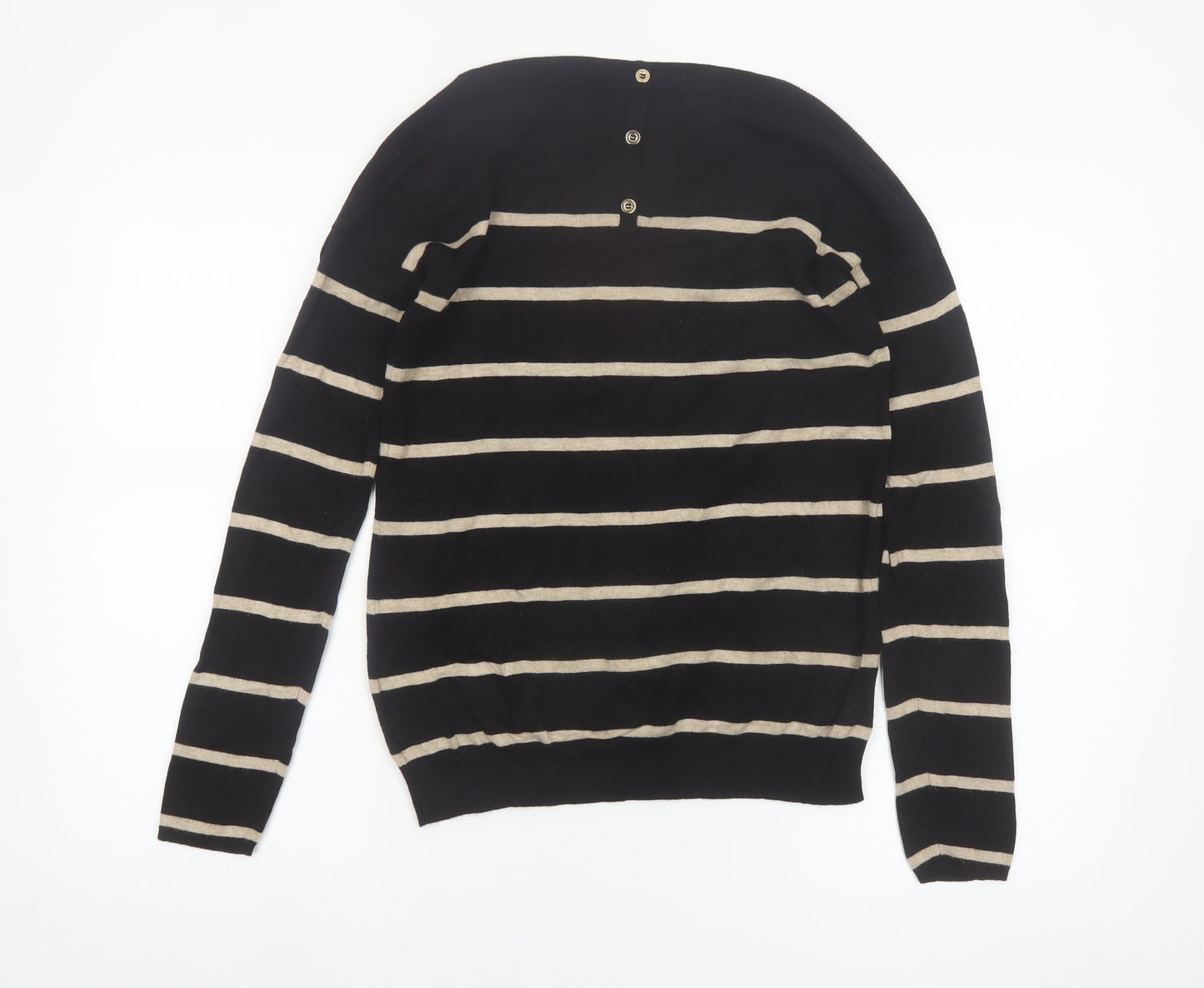 Wallis Womens Black Striped Boat Neck Pullover Jumper Size 12