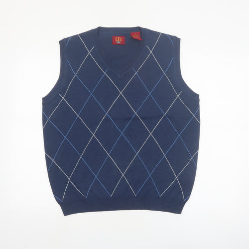 Haggar Men's Blue Argyle V-Neck Sleeveless Knit Vest S