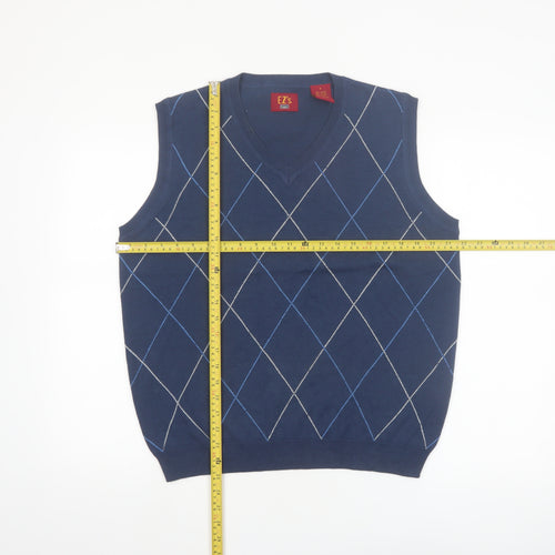 Haggar Men's Blue Argyle V-Neck Sleeveless Knit Vest S