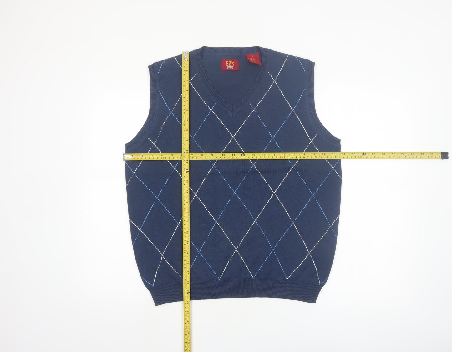 Haggar Men's Blue Argyle V-Neck Sleeveless Knit Vest S