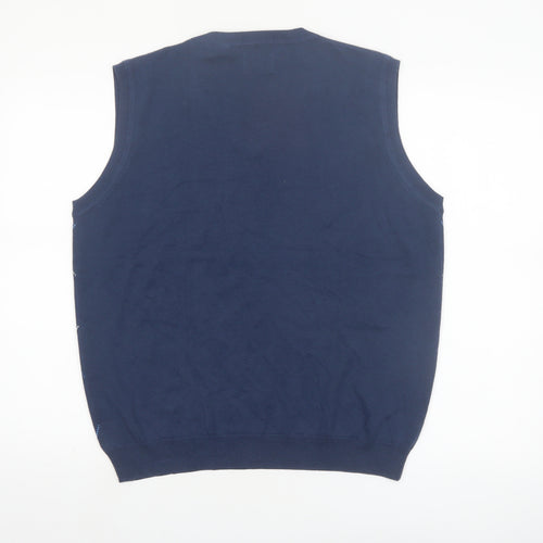 Haggar Men's Blue Argyle V-Neck Sleeveless Knit Vest S