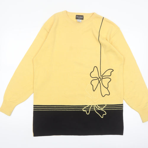 Privilege Australia Women’s Yellow Black Bow Knit Jumper Size M