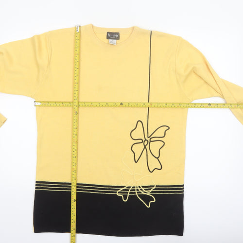 Privilege Australia Women’s Yellow Black Bow Knit Jumper Size M