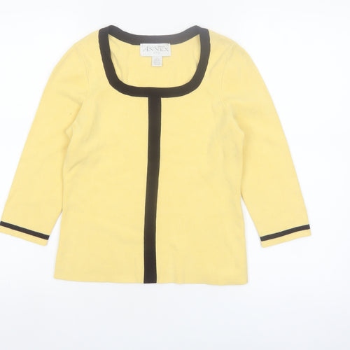 Casual Corner Annex Women Yellow Petite 3/4 Sleeve Knit Cardigan