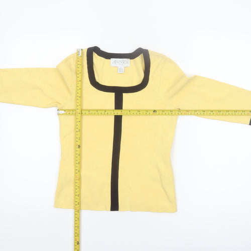 Casual Corner Annex Women Yellow Petite 3/4 Sleeve Knit Cardigan