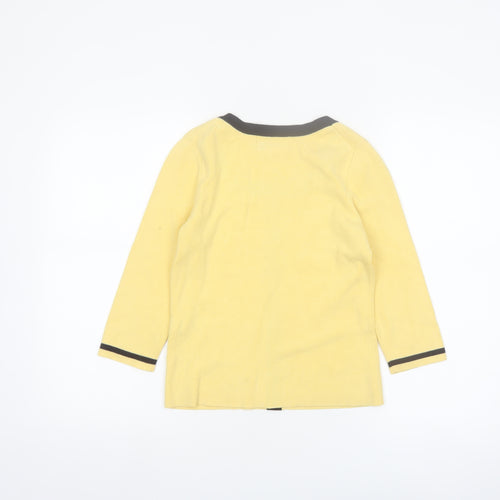 Casual Corner Annex Women Yellow Petite 3/4 Sleeve Knit Cardigan
