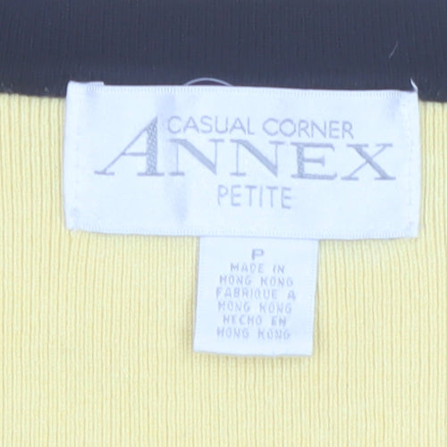 Casual Corner Annex Women Yellow Petite 3/4 Sleeve Knit Cardigan