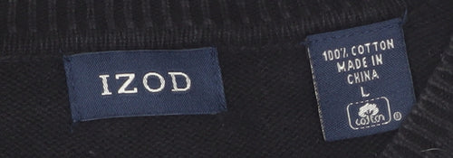 IZOD Men's Black Argyle V-Neck Cotton Pullover Jumper L