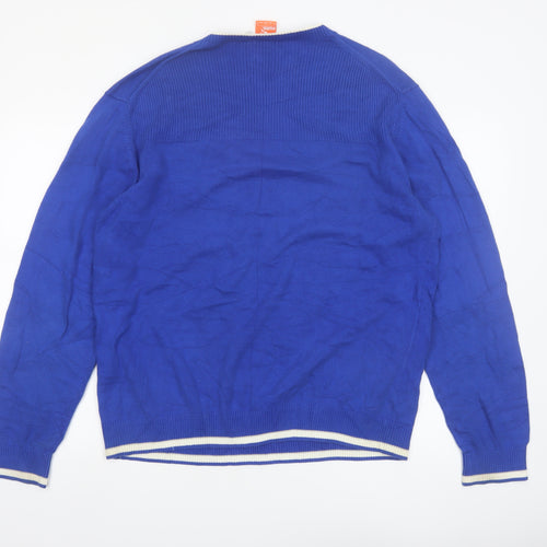 Puma Men's Blue V-Neck Cotton Pullover Jumper XL