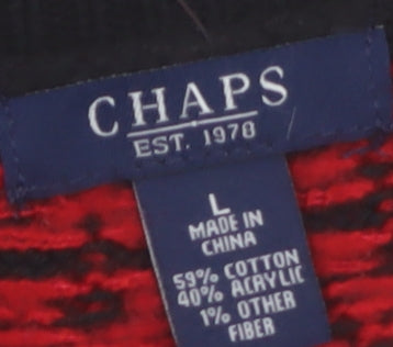 Chaps Women's Black Red Fair Isle Crew Neck Knit Jumper Size L