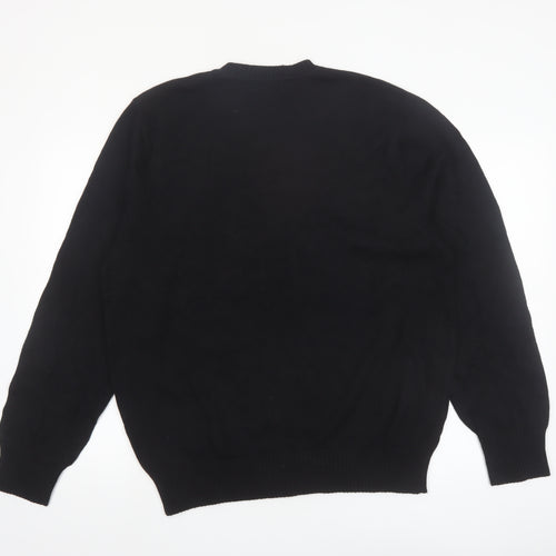 Dockers Men’s Black Fair Isle Cotton Crew Neck Jumper L