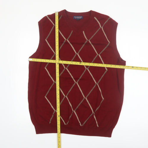 Roundtree & Yorke Men's Red Argyle Cotton Knit Vest Size L