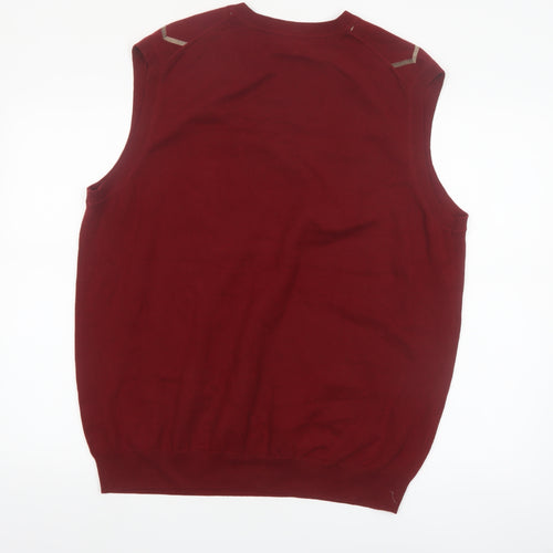 Roundtree & Yorke Men's Red Argyle Cotton Knit Vest Size L