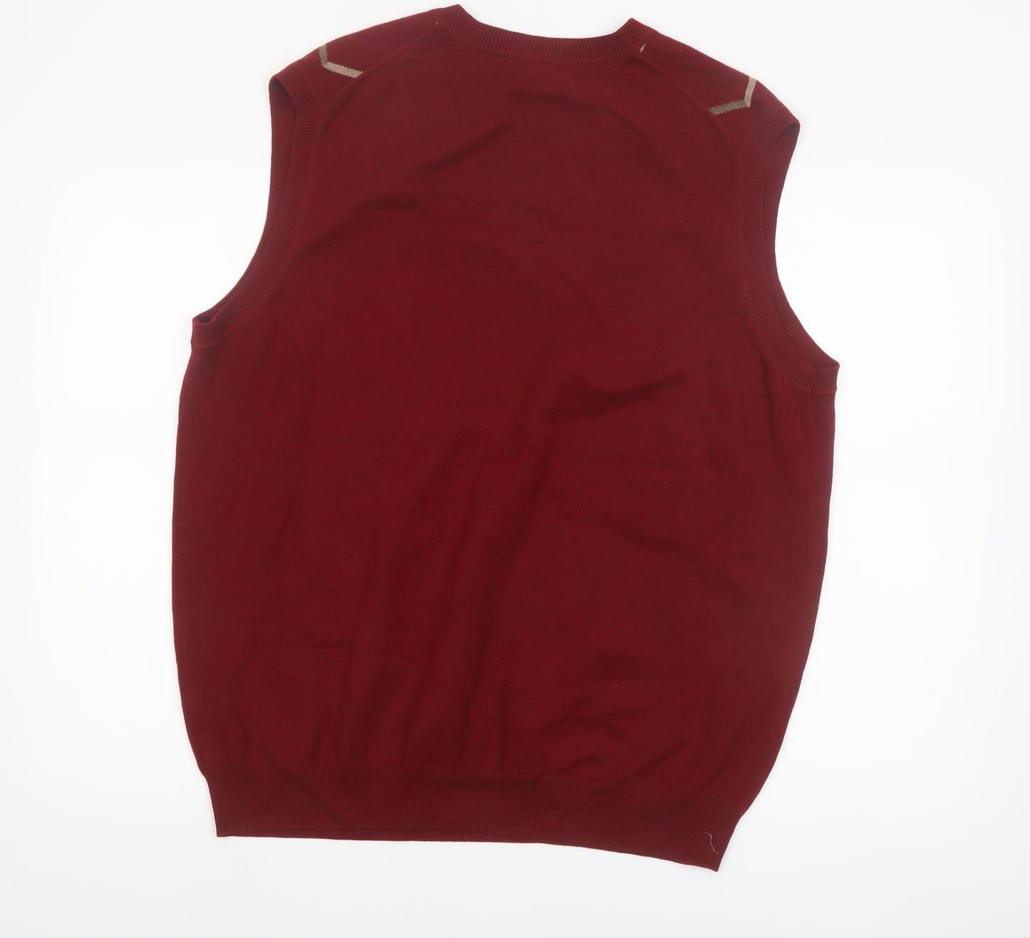 Roundtree & Yorke Men's Red Argyle Cotton Knit Vest Size L