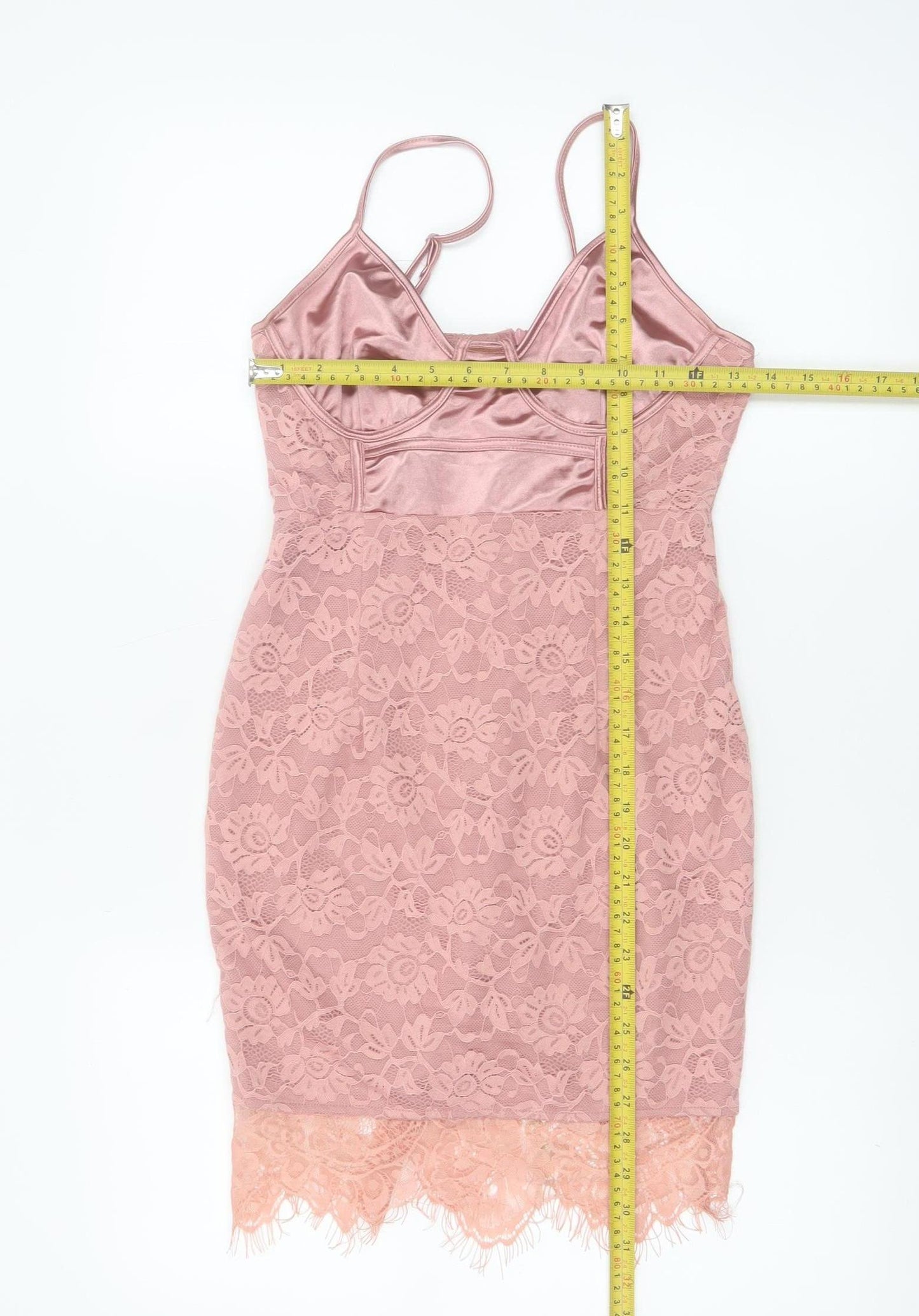 PrettyLittleThing Women Pink Lace Bodycon Sleeveless Dress UK 10