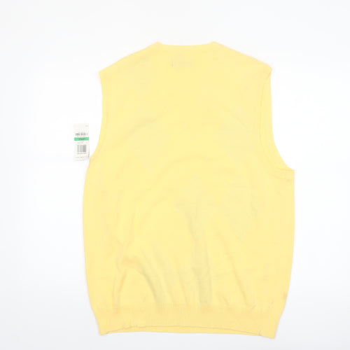 Club Room Men's Yellow Argyle Cotton V-Neck Knit Vest Size L
