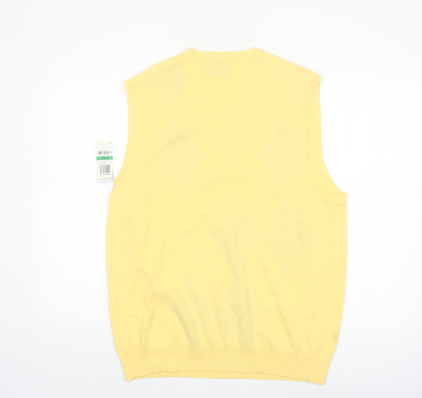 Club Room Men's Yellow Argyle Cotton V-Neck Knit Vest Size L