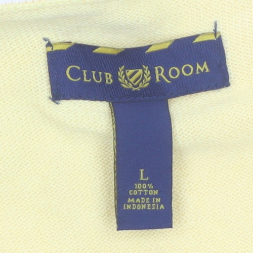Club Room Men's Yellow Argyle Cotton V-Neck Knit Vest Size L