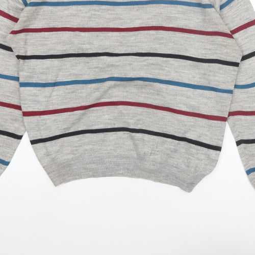 Emilio Corali Men’s Grey Striped Crew Neck Knit Jumper Size L