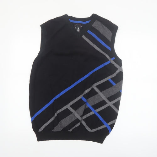 Stugan Men's Black Argyle Cotton Knit Sleeveless Vest L