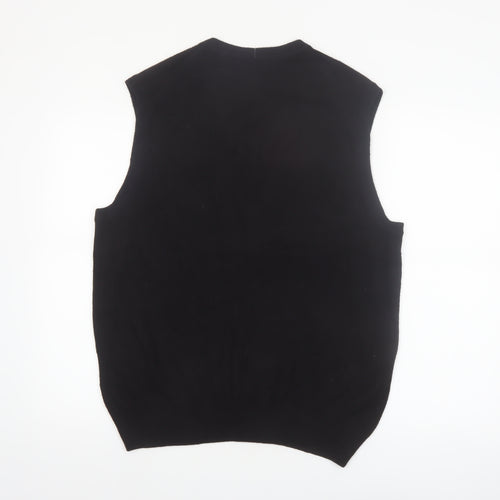 Dockers Men Black Argyle Knit Acrylic Sleeveless V-Neck Jumper Vest L
