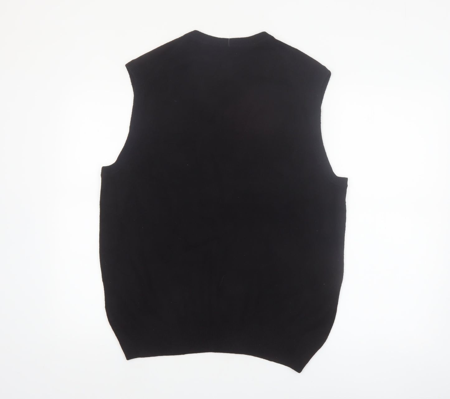 Dockers Men Black Argyle Knit Acrylic Sleeveless V-Neck Jumper Vest L