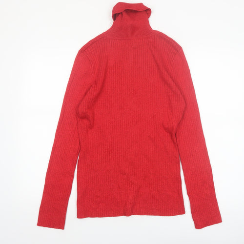 Fashion Avenue Women Red Roll Neck Slim Fit Knit Jumper M