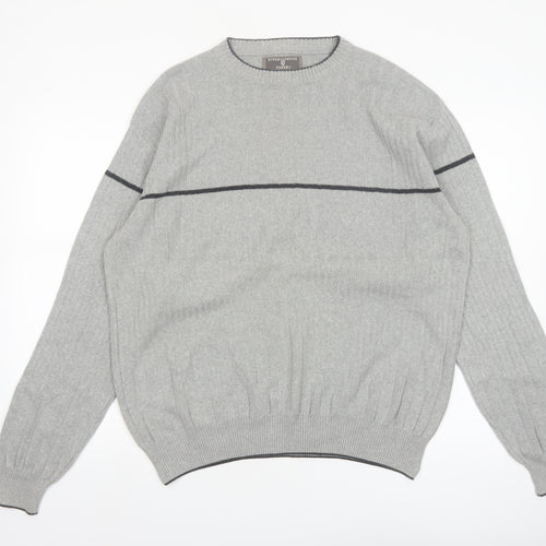 International Waters Men's Grey Cotton Pullover Jumper M