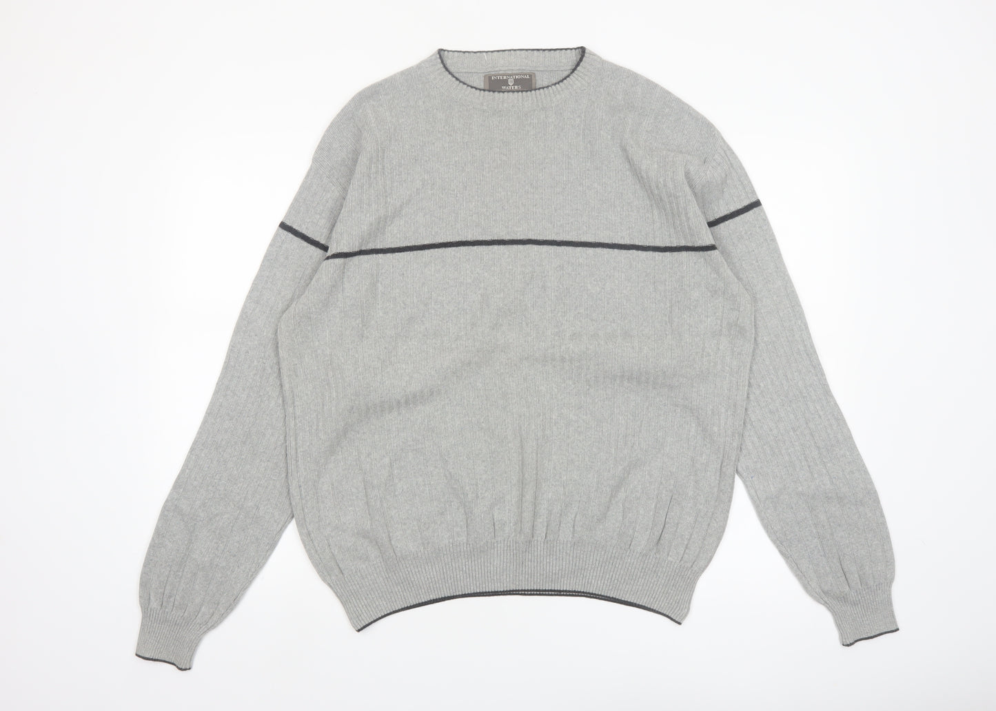 International Waters Men's Grey Cotton Pullover Jumper M