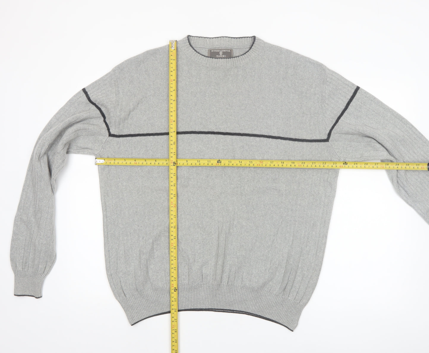 International Waters Men's Grey Cotton Pullover Jumper M
