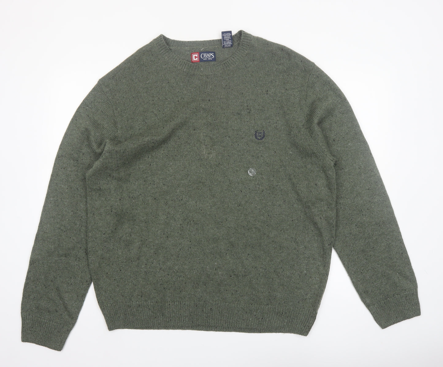 Chaps Men's Green XL Cotton Blend Crew Neck Pullover Jumper