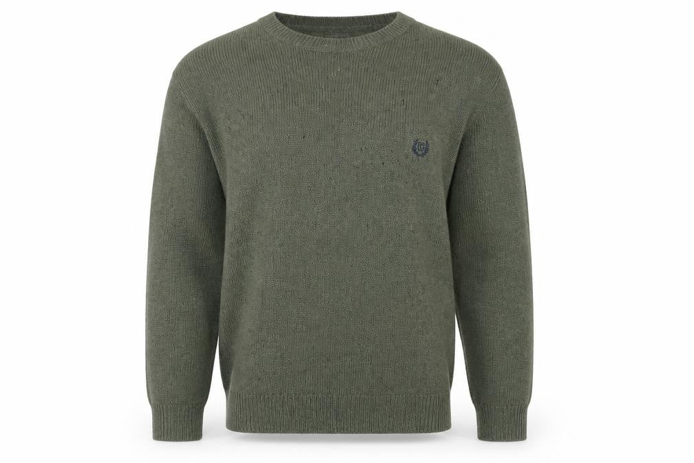 Front view of Chaps Men's Green XL Cotton Blend Crew Neck jumper