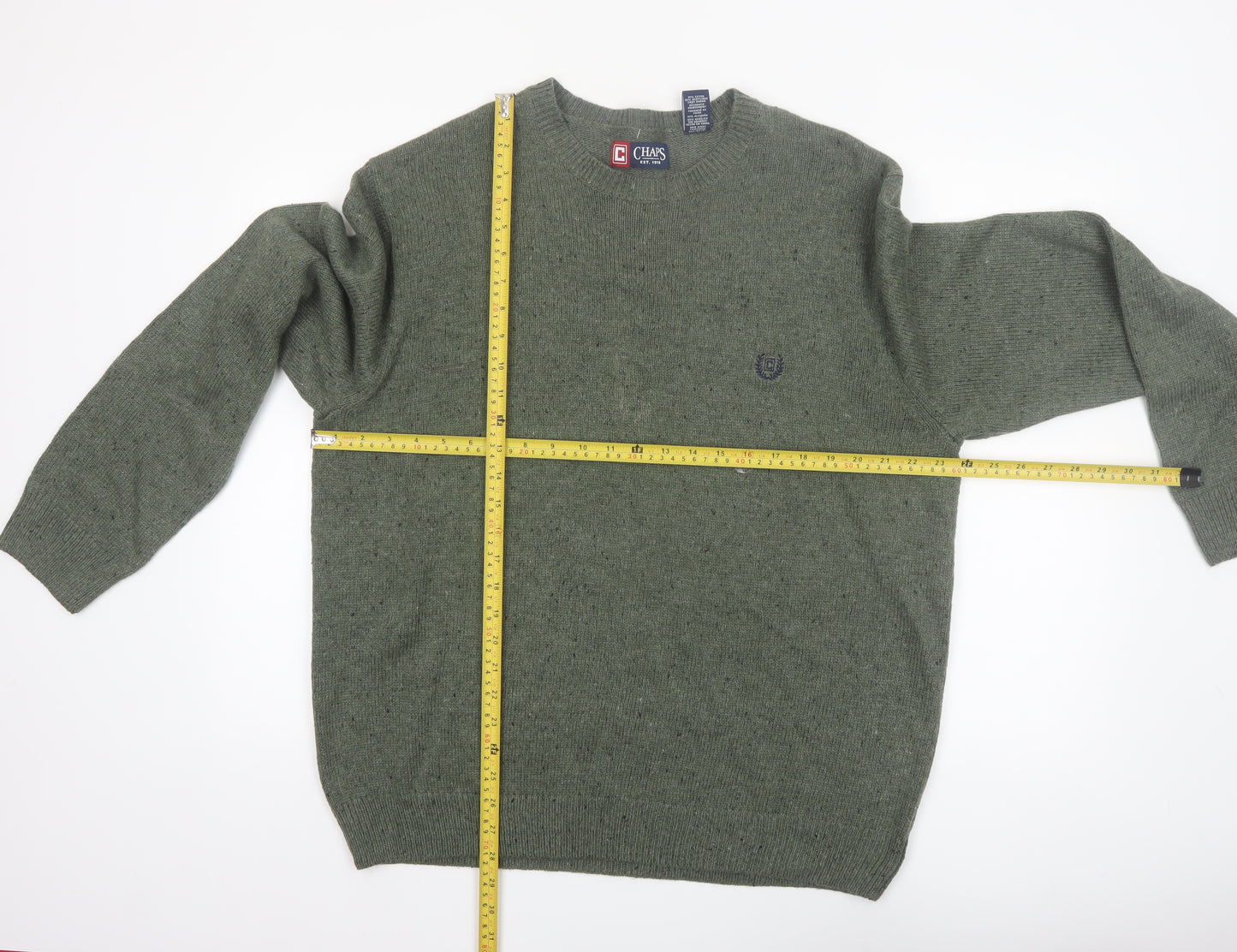 Chaps Men's Green XL Cotton Blend Crew Neck Pullover Jumper