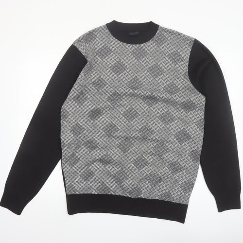 Cambridge Classics Men's Grey Geometric Knit Pullover Jumper L