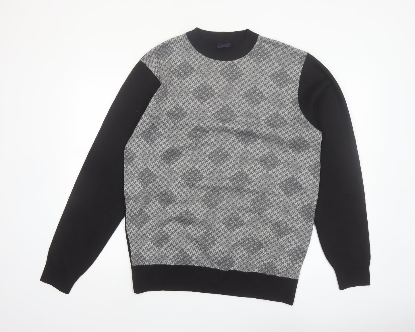 Cambridge Classics Men's Grey Geometric Knit Pullover Jumper L