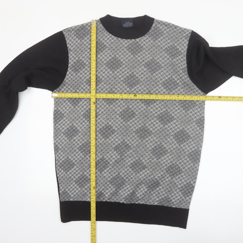 Cambridge Classics Men's Grey Geometric Knit Pullover Jumper L