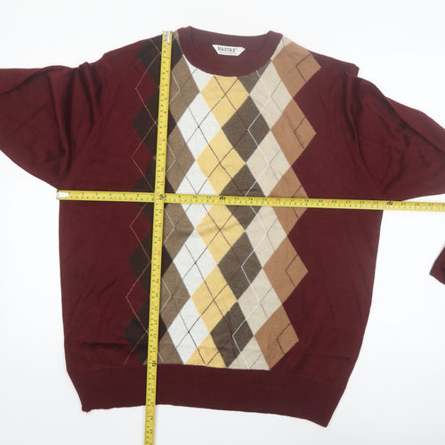 Nastas Collection Men's Burgundy Argyle Wool Blend Pullover Jumper XL